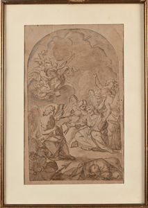 Daniele Seiter : Cristo riceve la comunione  - Asta Disegni antichi - Associazione Nazionale - Case d'Asta italiane