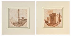 Scuola fiorentina del XVIII secolo : Studi di paesaggi e architetture  - Asta Disegni antichi - Associazione Nazionale - Case d'Asta italiane