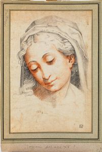 Francesco Bartolozzi, Attribuito a : Studio di Testa femminile, verso studio di testa  - Asta Disegni antichi - Associazione Nazionale - Case d'Asta italiane