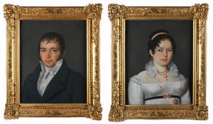 Joseph Petitot : a) Nobildonna con parure di corallo  b) Gentiluomo con cravatta bianca  - Asta Disegni antichi - Associazione Nazionale - Case d'Asta italiane