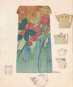 Sergius Hruby - Progetto di vetrata e caffettiere