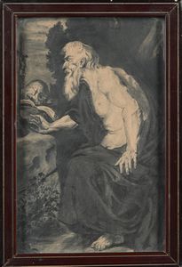 PITTORE DEL XIX SECOLO : San Girolamo  - Asta Disegni antichi - Associazione Nazionale - Case d'Asta italiane