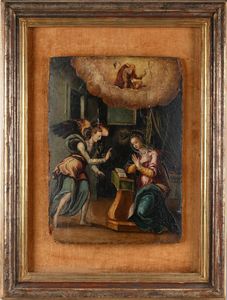 Scuola italiana del XVI secolo : Maestro del XVI secolo - Annunciazione  - Asta Disegni antichi - Associazione Nazionale - Case d'Asta italiane