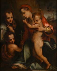 SCUOLA FIORENTINA DEL XVI SECOLO - Madonna con San Giovanni Battista