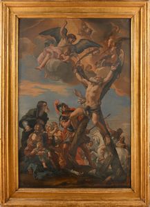 Guillaume  Courtois Guglielmo Cortesi, Ambito di : Martirio di Sant'Andrea  - Asta Disegni antichi - Associazione Nazionale - Case d'Asta italiane