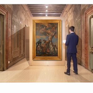 Guillaume  Courtois Guglielmo Cortesi, Ambito di : Martirio di Sant'Andrea  - Asta Disegni antichi - Associazione Nazionale - Case d'Asta italiane