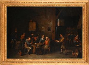 Victor Mahu : Interni di osteria  - Asta Disegni antichi - Associazione Nazionale - Case d'Asta italiane