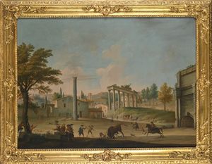 Pietro Fabris : Tauromachia a Roma  - Asta Disegni antichi - Associazione Nazionale - Case d'Asta italiane