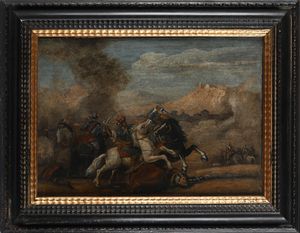 Scuola italiana del XVIII secolo : Coppia di battaglie  - Asta Disegni antichi - Associazione Nazionale - Case d'Asta italiane