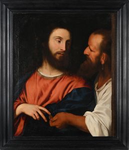 Scuola veneta del XVIII secolo : Cristo della moneta da Tiziano  - Asta Disegni antichi - Associazione Nazionale - Case d'Asta italiane