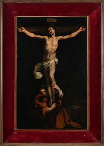 PITTORE DEL XVIII SECOLO : Cristo in croce con la Maddalena  - Asta Disegni antichi - Associazione Nazionale - Case d'Asta italiane