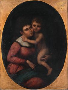 Scuola romana inizi del XIX secolo - Madonna con bambino