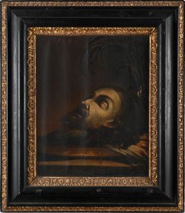 Scuola fiamminga del XVII secolo : Testa del Battista  - Asta Disegni antichi - Associazione Nazionale - Case d'Asta italiane