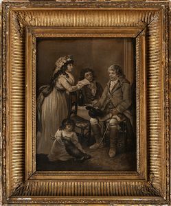 George Morland , Seguace di : The farmers visit to his married daughter in town  - Asta Disegni antichi - Associazione Nazionale - Case d'Asta italiane