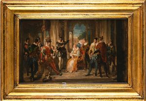 Francesco Podesti : bozzetto per Torquato Tasso legge la sua Gerusalemme liberata alla corte di Ferrara  - Asta Disegni antichi - Associazione Nazionale - Case d'Asta italiane