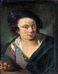 Giuseppe Nogari, Scuola di - Ritratto di gentiluomo con mela