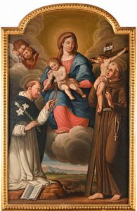 Scuola italiana della fine del XIX secolo : Madonna con bambino e santi  - Asta Disegni antichi - Associazione Nazionale - Case d'Asta italiane