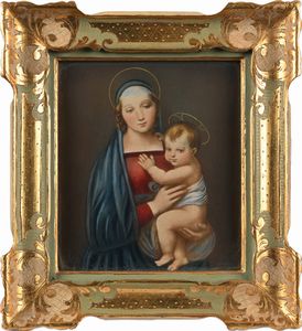 PITTORE DEL XIX SECOLO : Madonna con bambino  - Asta Disegni antichi - Associazione Nazionale - Case d'Asta italiane