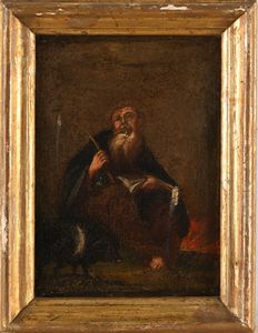 Scuola veneta del XVIII secolo : Santo in preghiera  - Asta Disegni antichi - Associazione Nazionale - Case d'Asta italiane