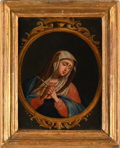Scuola napoletana del XVIII secolo : Madonna  - Asta Disegni antichi - Associazione Nazionale - Case d'Asta italiane