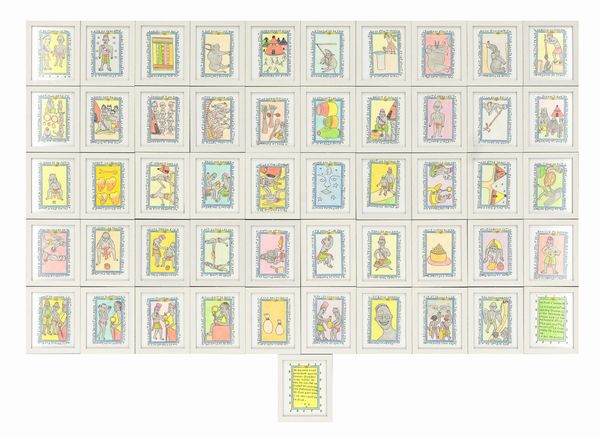 Frédéric Bruly Bouabré : La lgende de Poignon le pauvre et Lekagnon le riche  - Asta Arte Moderna e Contemporanea - Associazione Nazionale - Case d'Asta italiane