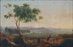 Scuola di Posillipo, prima metà del XIX secolo - Paesaggio campestre