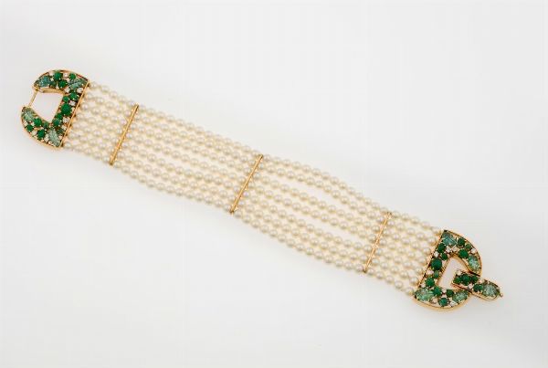 Bracciale a sette fili di perle coltivate  - Asta Fine Jewels - Associazione Nazionale - Case d'Asta italiane