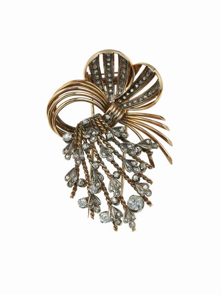 Clip con diamanti di vecchio taglio  - Asta Fine Jewels - Associazione Nazionale - Case d'Asta italiane