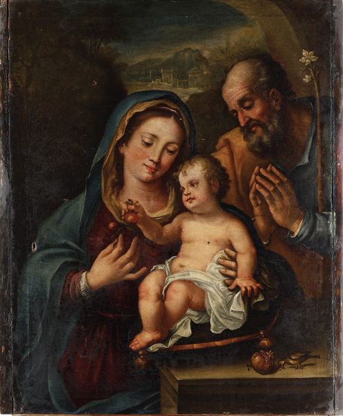 Scuola del XVII secolo Sacra Famiglia  - Asta Dipinti antichi  - Associazione Nazionale - Case d'Asta italiane