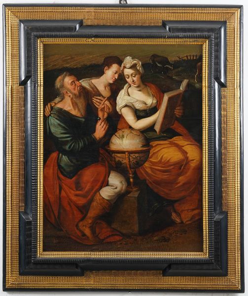 Scuola fiamminga del XVII secolo Allegoria dell'Astronomia  - Asta Dipinti antichi  - Associazione Nazionale - Case d'Asta italiane