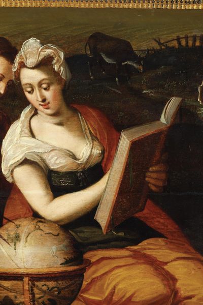 Scuola fiamminga del XVII secolo Allegoria dell'Astronomia  - Asta Dipinti antichi  - Associazione Nazionale - Case d'Asta italiane