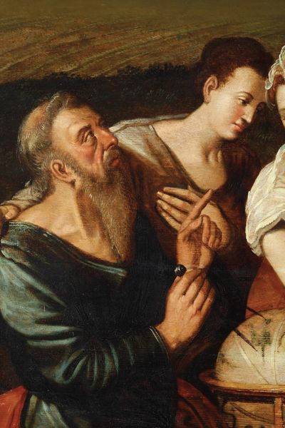 Scuola fiamminga del XVII secolo Allegoria dell'Astronomia  - Asta Dipinti antichi  - Associazione Nazionale - Case d'Asta italiane