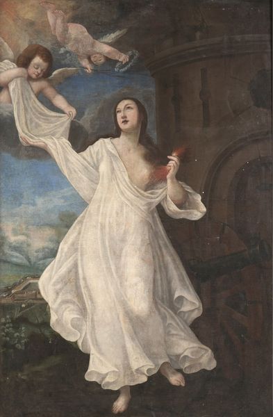 Scuola del XVII secolo Santa Barbara  - Asta Dipinti antichi  - Associazione Nazionale - Case d'Asta italiane