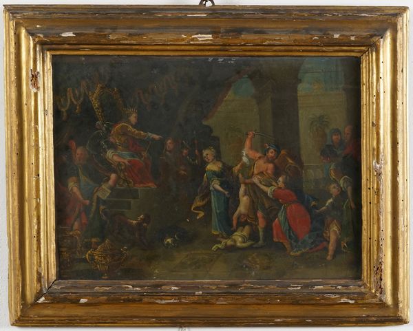 Scuola del XVIII secolo Giudizio di Salomone  - Asta Dipinti antichi  - Associazione Nazionale - Case d'Asta italiane