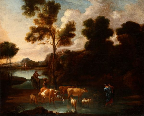 Scuola del XVIII secolo Paesaggio con pastori e armenti  - Asta Dipinti antichi  - Associazione Nazionale - Case d'Asta italiane