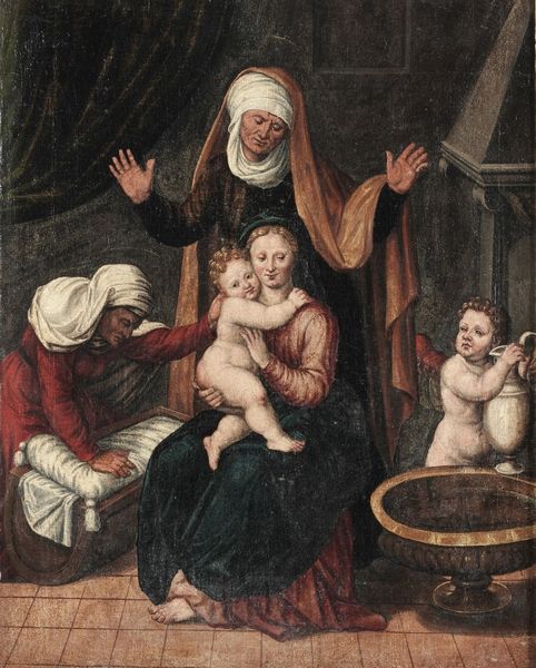 Scuola del XVII secolo Madonna con Bambino e Sant'Anna  - Asta Dipinti antichi  - Associazione Nazionale - Case d'Asta italiane