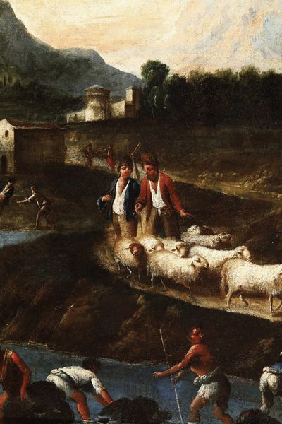 Scuola genovese del XVIII secolo Paesaggio con pastori e armenti  - Asta Dipinti antichi  - Associazione Nazionale - Case d'Asta italiane