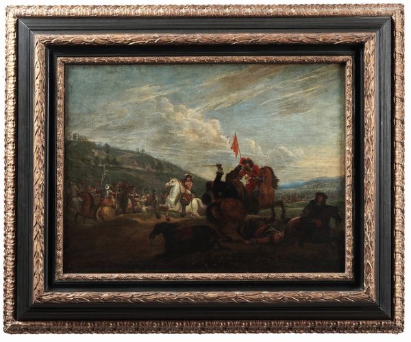 Scuola fiamminga del XVII secolo Battaglia  - Asta Dipinti antichi  - Associazione Nazionale - Case d'Asta italiane