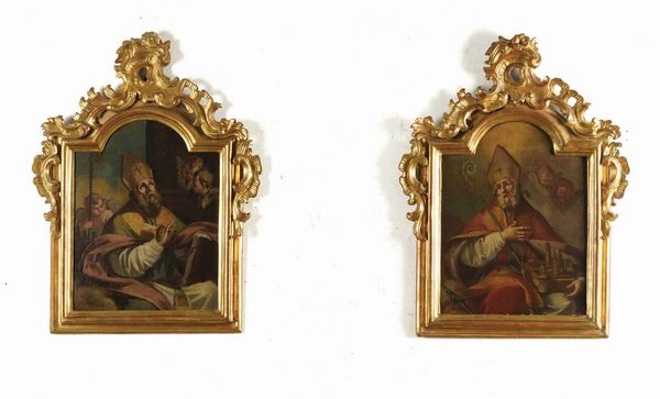 Scuola del XVIII secolo Santi Vescovi  - Asta Dipinti antichi  - Associazione Nazionale - Case d'Asta italiane