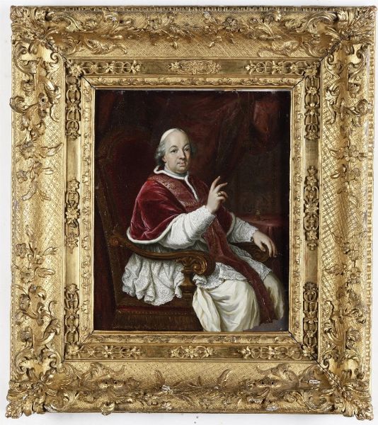 Scuola romana del XVIII secolo Ritratto di Pio VI  - Asta Dipinti antichi  - Associazione Nazionale - Case d'Asta italiane