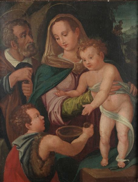 Scuola del XVII secolo Sacra Famiglia con San Giovannino  - Asta Dipinti antichi  - Associazione Nazionale - Case d'Asta italiane
