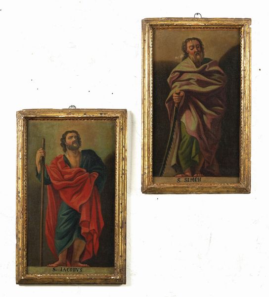 Scuola del XVIII secolo San Simone e San Giacomo  - Asta Dipinti antichi  - Associazione Nazionale - Case d'Asta italiane