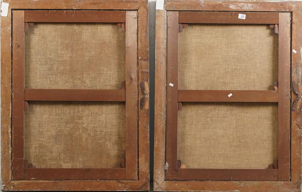 Scuola veneta del XVIII secolo Paesaggi con contadini in riva al fiume  - Asta Dipinti antichi  - Associazione Nazionale - Case d'Asta italiane