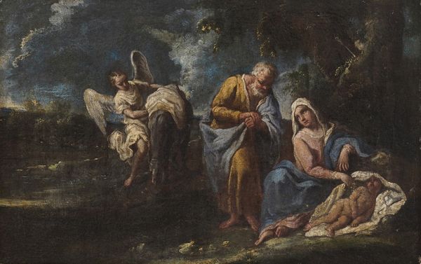 Scuola del XVIII secolo Fuga in Egitto  - Asta Dipinti antichi  - Associazione Nazionale - Case d'Asta italiane