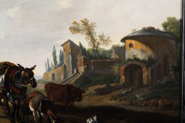 Scuola fiamminga del XVII secolo Paesaggio con pastori e armenti  - Asta Dipinti antichi  - Associazione Nazionale - Case d'Asta italiane