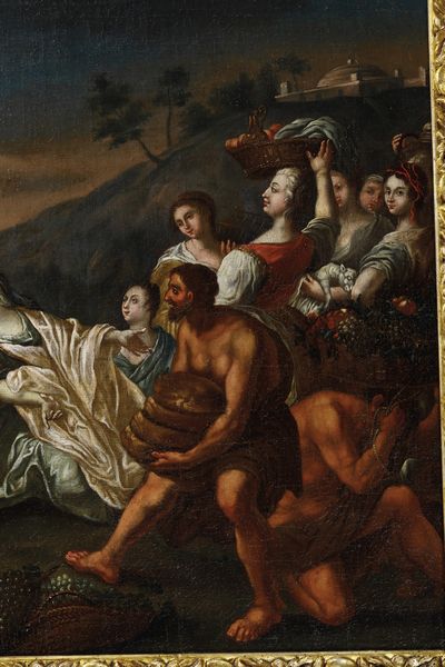 Scuola del XVII/XVIII secolo Salomone e la regina di Saba  - Asta Dipinti antichi  - Associazione Nazionale - Case d'Asta italiane