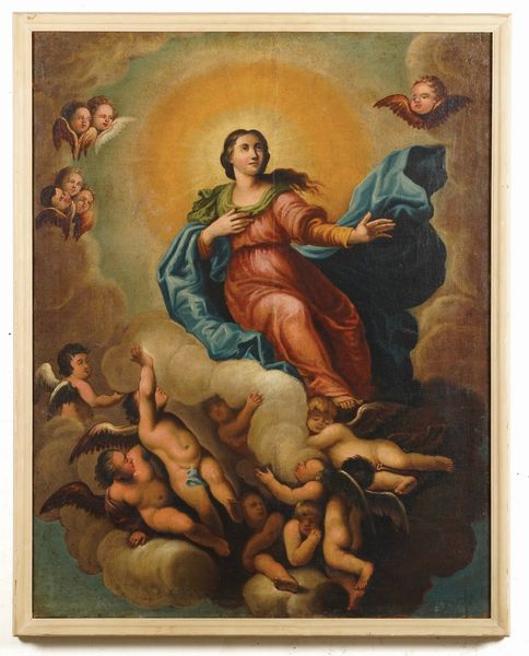 Scuola della fine del XVIII secolo Vergine in gloria  - Asta Dipinti antichi  - Associazione Nazionale - Case d'Asta italiane