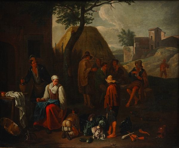 Scuola fiamminga del XVIII secolo Venditrice di verdura  - Asta Dipinti antichi  - Associazione Nazionale - Case d'Asta italiane