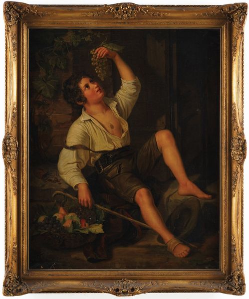 Bartolomé Esteban Murillo, copia da : Fanciullo dopo la vendemmia  - Asta Dipinti antichi  - Associazione Nazionale - Case d'Asta italiane
