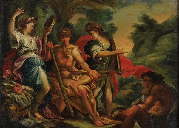 Scuola del XVII secolo Ercole al bivio  - Asta Dipinti antichi  - Associazione Nazionale - Case d'Asta italiane